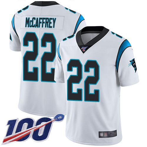 Carolina Panthers Limited White Men Christian McCaffrey Road Jersey NFL Football #22 100th Season Vapor Untouchable->carolina panthers->NFL Jersey